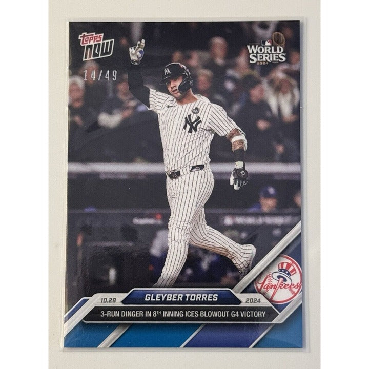 14/49 Glaber Torres 2024 Topps NOW 3 Run HR Ices WORLD SERIES Yankees GAME READY