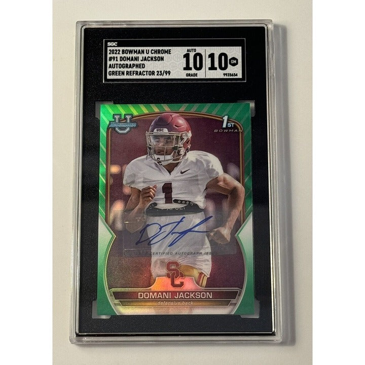 23/99 Domani Jackson RC Auto Refractor - 2022 Bowman University Bama - SGC 10 GM