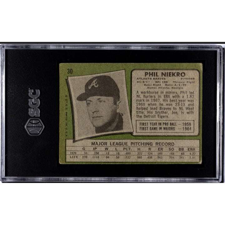1971 Topps Phil Niekro Atlanta Braves baseball card SGC 1 vintage collectible