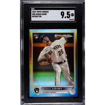 2022 Topps Chrome Aaron Ashby Rookie Card #80 Wave Refractor MLB Brewers SGC 9.5