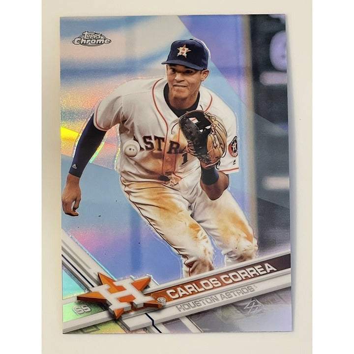 2017 Topps Chrome Carlos Correa refractor baseball card Houston Astros MLB