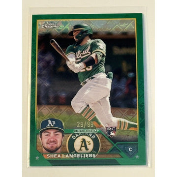 Shea Langeliers 29/99 RC 2023 Topps Chrome Logofractor rookie baseball card Oakland Athletics