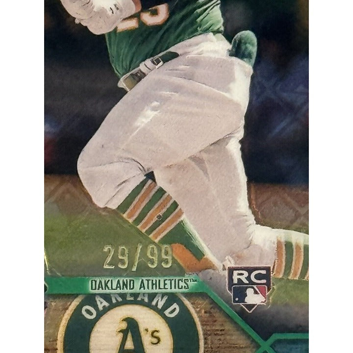 Shea Langeliers 29/99 RC Topps Chrome Logofractor MLB Oakland Athletics rookie trading card
