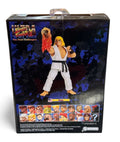 Ultra Street Fighter II Ken action figure by Jada Toys in sealed arcade-style packaging with flame accessory