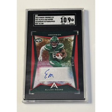 2022 Panini Chronicle 76/100 Elijah Moore Red Auto Ascension Card #ASC-ELM Jets*