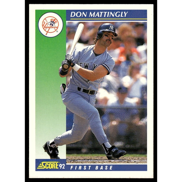 1992 Score #23 Don Mattingly MLB Baseball New York Yankees Card Near Mint Or Bet