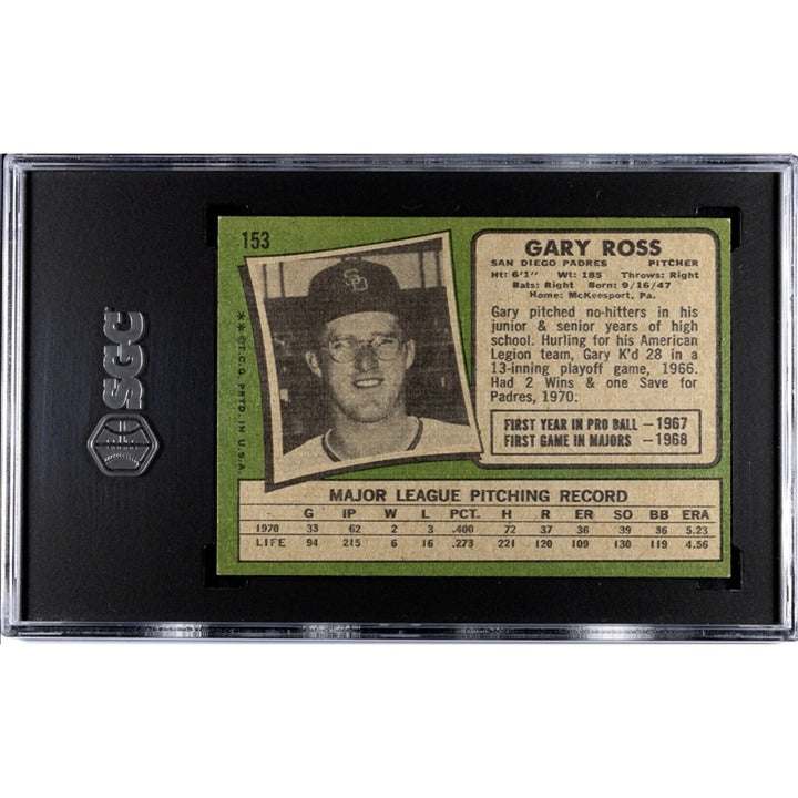 1971 Topps Gary Ross San Diego Padres baseball card graded SGC 5 vintage MLB pitcher memorabilia