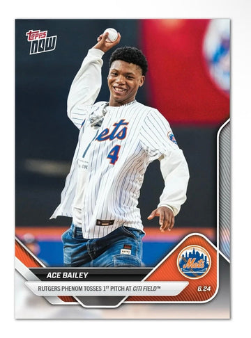 2025 MLB Topps Now Ace Bailey - 1st Pitch at Citi Field - NBA Utah Jazz Card 348