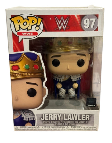 Funko Pop WWE Jerry Lawler #97 vinyl figure with crown and royal attire in display box
