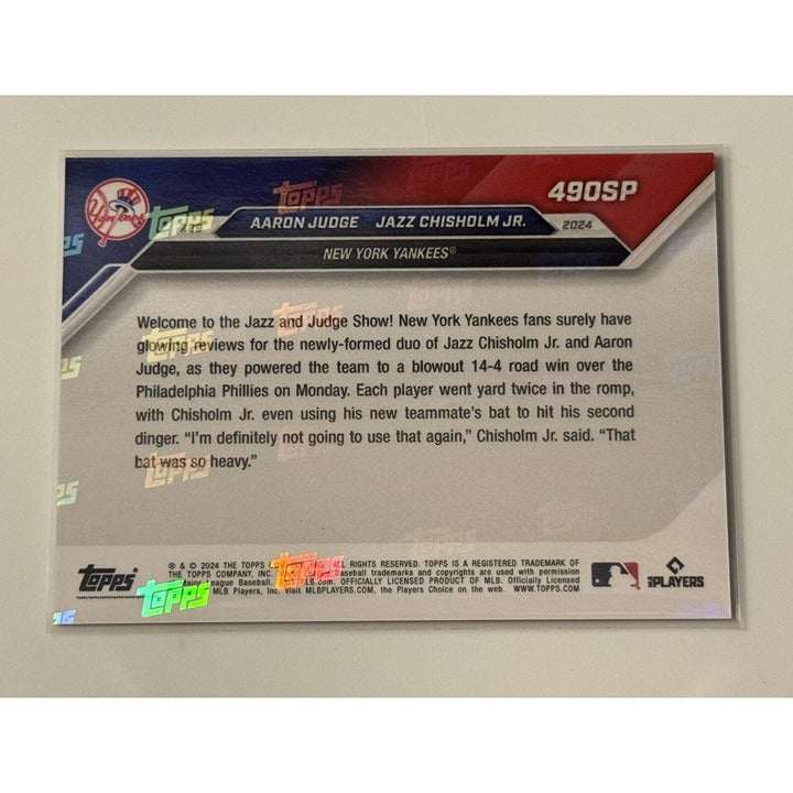 2024 Topps Now Aaron Judge and Jazz Chisholm Jr. Yankees photo variation limited edition baseball card