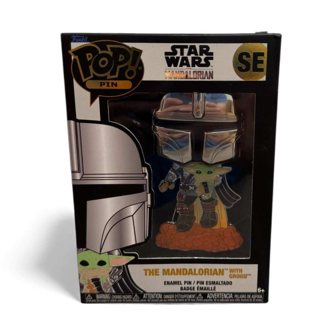 Star Wars Mandalorian Special Edition enamel Pop! pin with Mandalorian and Grogu in original box