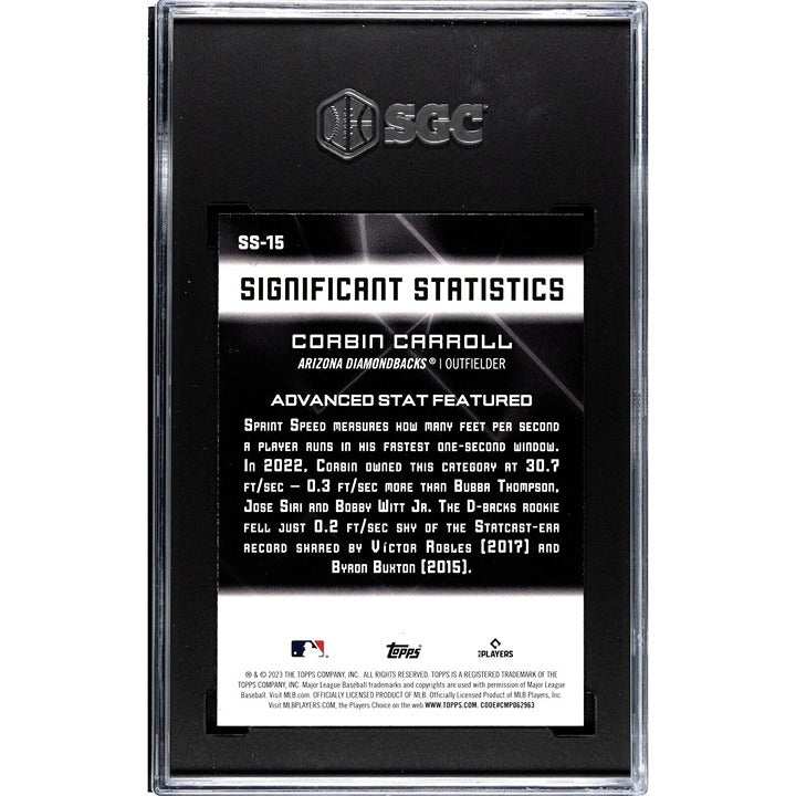 2023 Topps Corbin Carroll Arizona Diamondbacks graded SGC 10 significant statistics baseball card
