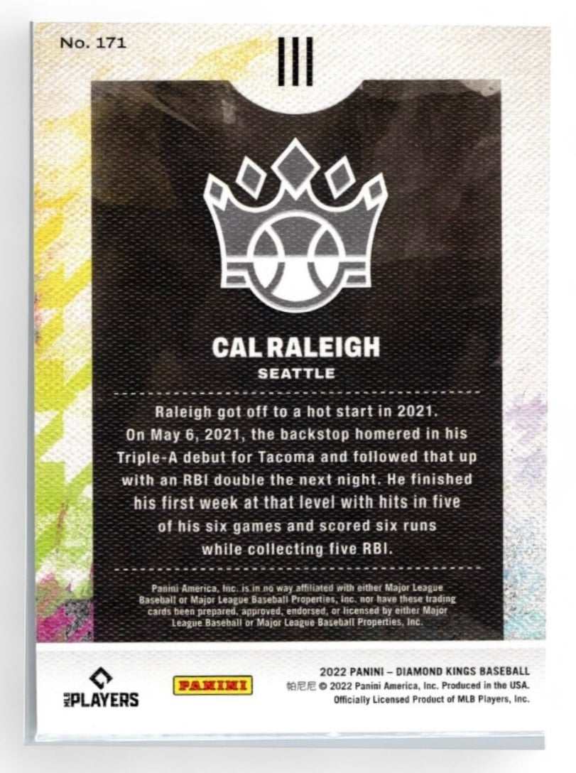 Cal Raleigh RC 2022 Panini Diamond Kings Seattle Mariners baseball card near mint condition