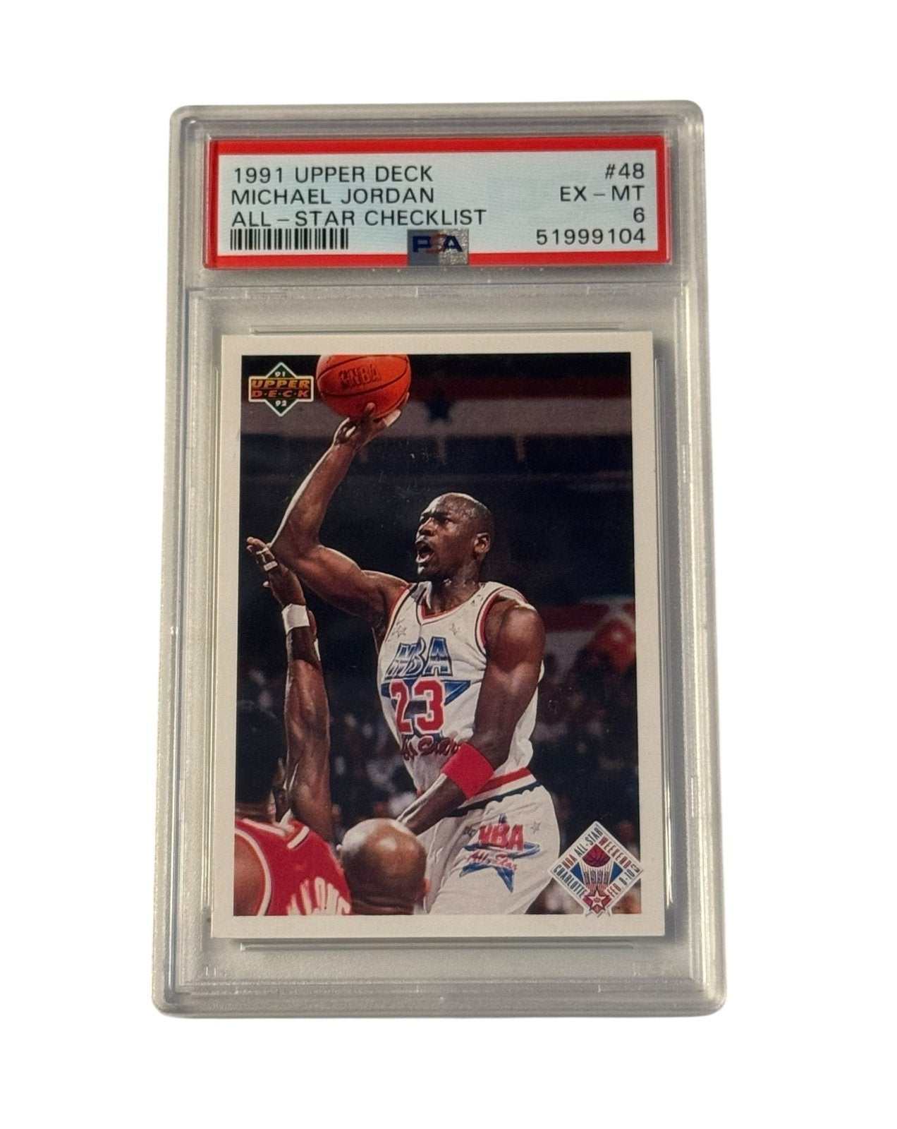 1991 Upper Deck Michael Jordan All Star Checklist PSA 6 basketball card in protective case