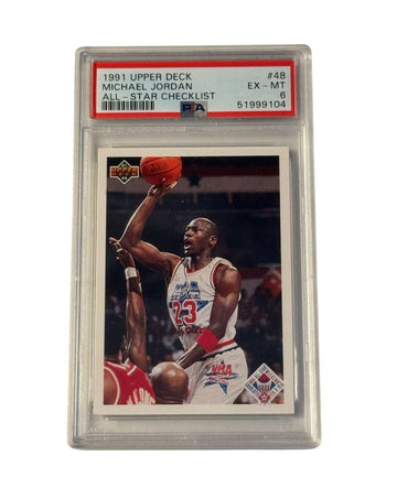 1991 Upper Deck Michael Jordan All Star Checklist PSA 6 basketball card in protective case