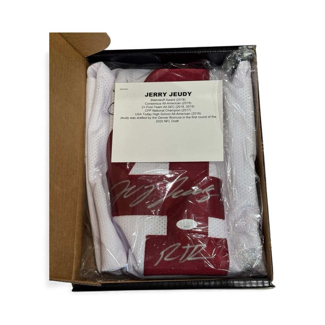 Jerry Jeudy autographed Alabama Crimson Tide #4 jersey with TriStar COA in box