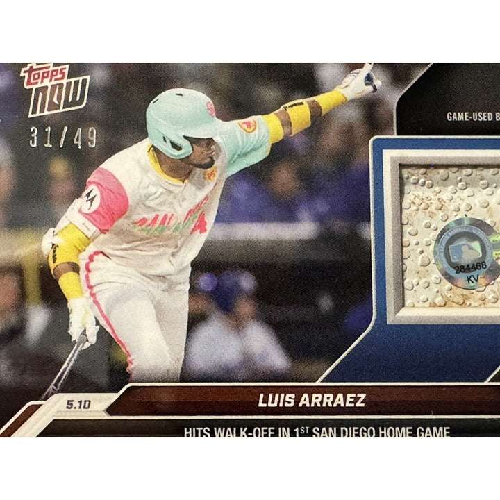 2024 Luis Arraez MLB Topps Now #177A game-used base relic card San Diego Padres limited edition 31 of 49