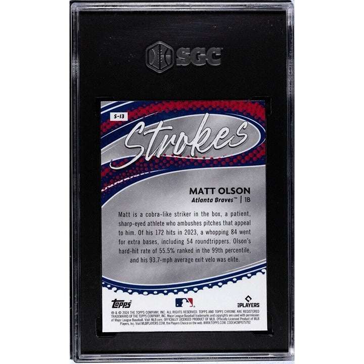 2024 Topps Chrome Matt Olson Strokes S-13 graded baseball card with Atlanta Braves player image