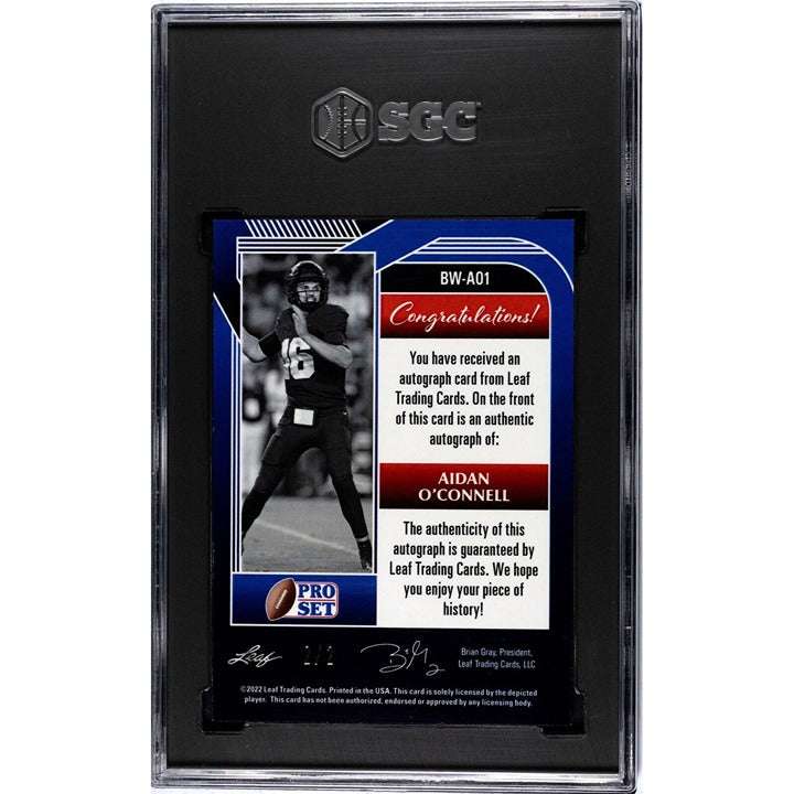 2/2 Aidan O'Connell RC Auto black and white kaleidoscope football card graded SGC 9