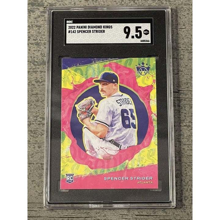 2022 Spencer Strider rookie baseball card graded 9.5 by SGC, Diamond Kings Artist Proof, Atlanta Braves, card #142