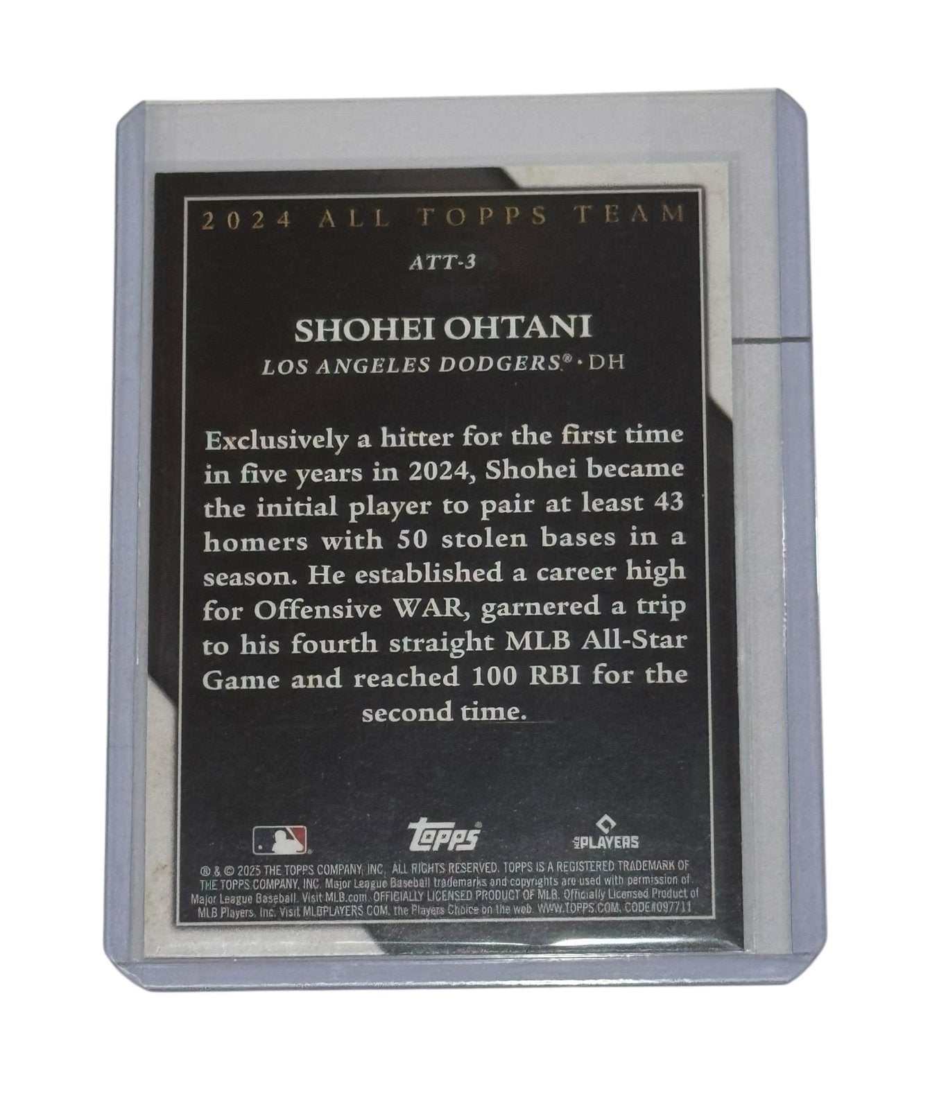2024 Topps Shohei Ohtani Dodgers DH Mint Refractor baseball card in protective case