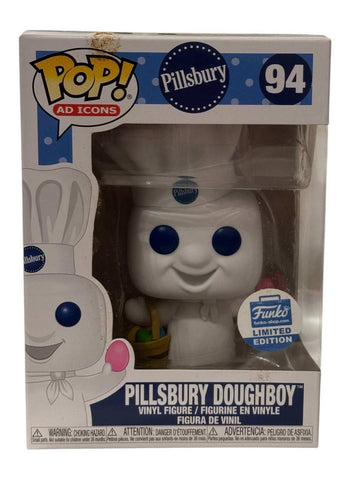 Limited Edition Pillsbury Doughboy Funko Pop #94 vinyl figure in box with Easter basket and minor box wear