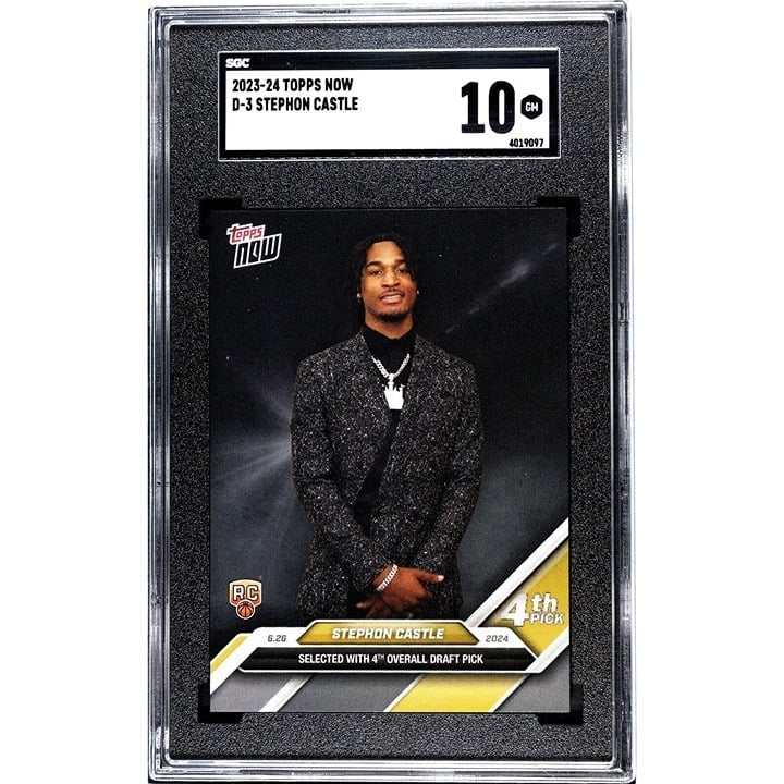 Stephon Castle 2024 Topps Now NBA draft night rookie card graded SGC 10, limited edition San Antonio Spurs memorabilia