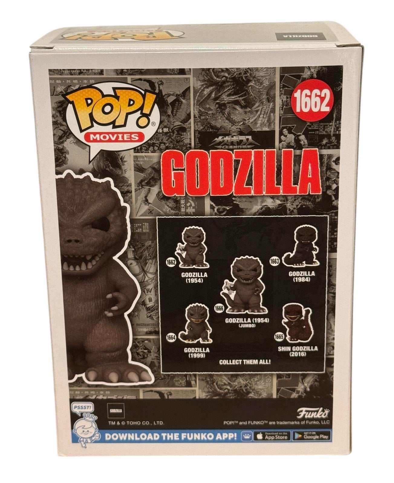 Funko Pop Movies Godzilla 1954 BAM Exclusive vinyl figure box back view