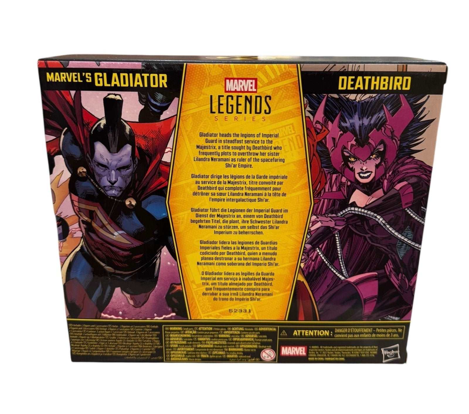 Marvel Legends X-Men Deathbird and Gladiator 2-Pack figure set packaging back display