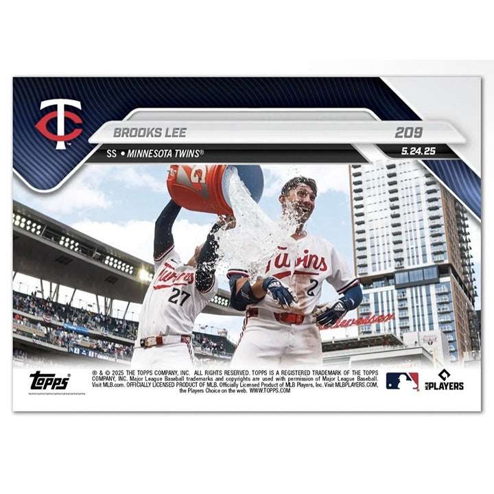 2025 Topps Now Brooks Lee RC Walk Off Hero Minnesota Twins baseball card
