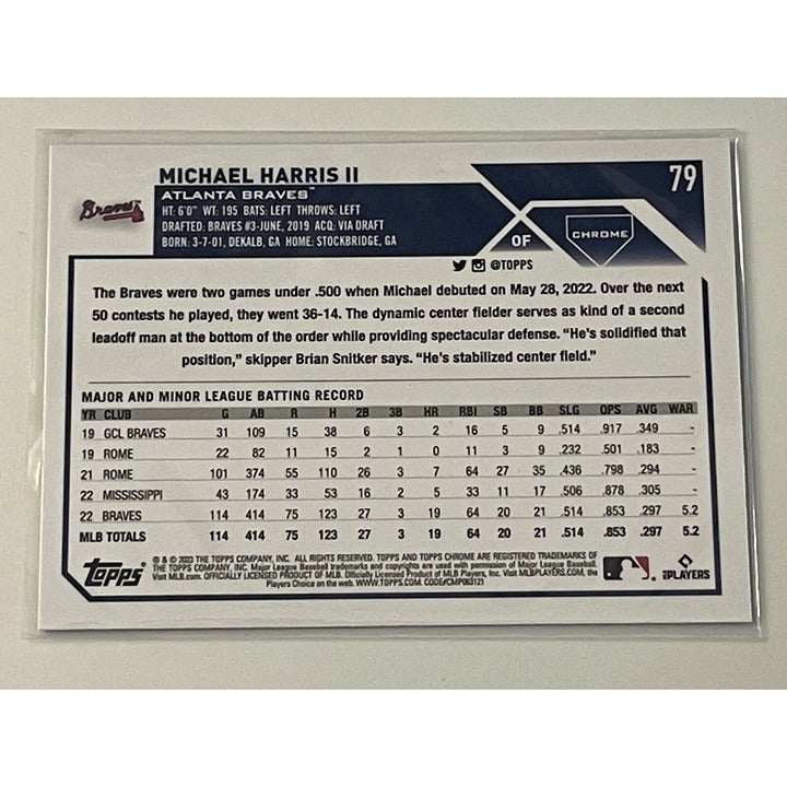 2023 Topps Chrome Michael Harris II rookie card #79 Atlanta Braves baseball trading card