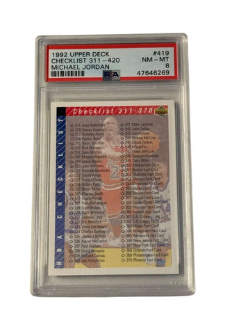 1992 Upper Deck Michael Jordan PSA 8 Checklist Card 419 Chicago Bulls
