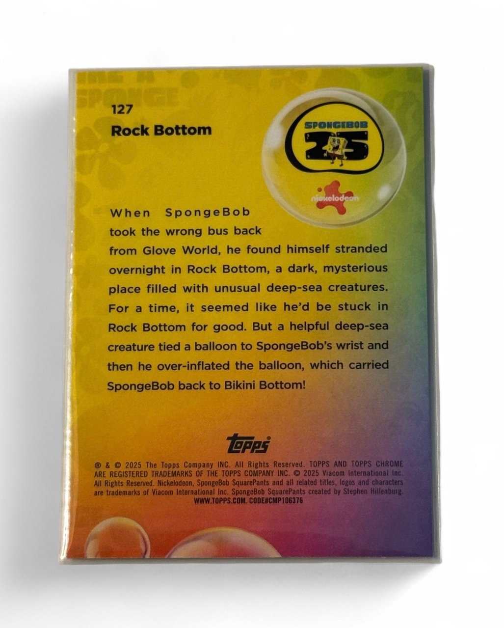 2024 Topps Chrome SpongeBob Anti-Sea-Bear Circle Rock Bottom trading card back view