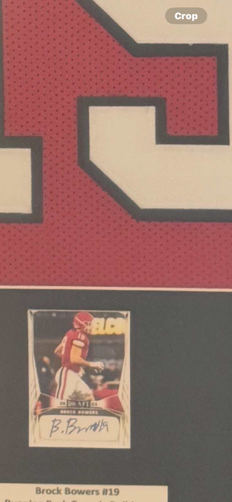 Framed Brock Bowers #19 Georgia Bulldogs jersey with signed trading card and championship memorabilia