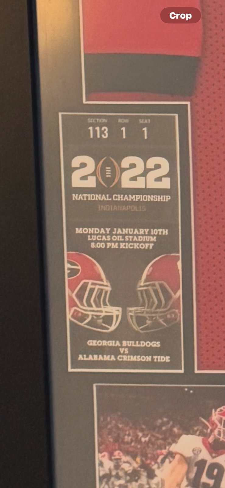 Brock Bowers Georgia Bulldogs framed jersey with 2022 National Championship ticket and photos