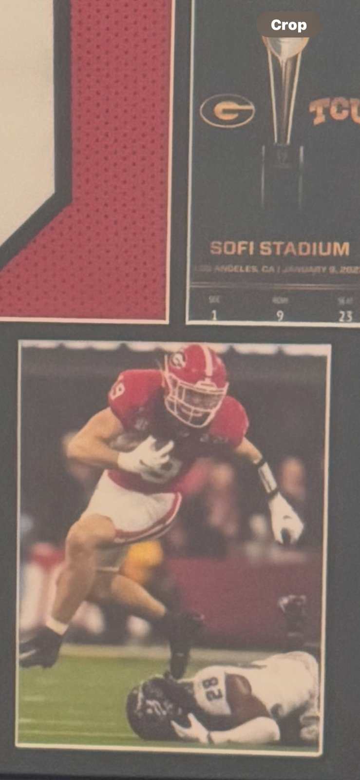 Brock Bowers Georgia Bulldogs framed jersey with championship patches, signed card, and action photos