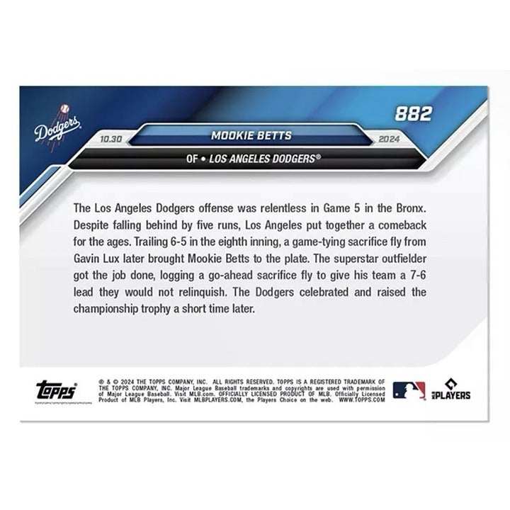 2024 Topps Now Mookie Betts LA Dodgers World Series sac fly comeback baseball card
