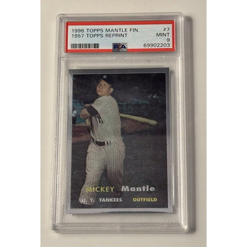 1996 Topps Mickey Mantle 1957 Topps REPRINT Series MLB NY Yankees Card #7 PSA 9*
