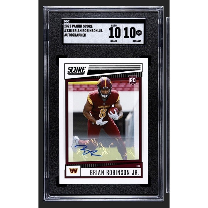 2022 Panini Score Brian Robinson JR. RC Auto NFL Commanders Card #338 SGC 10/10!