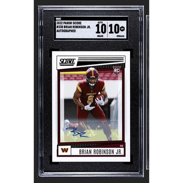 2022 Panini Score Brian Robinson JR. RC Auto NFL Commanders Card #338 SGC 10/10!