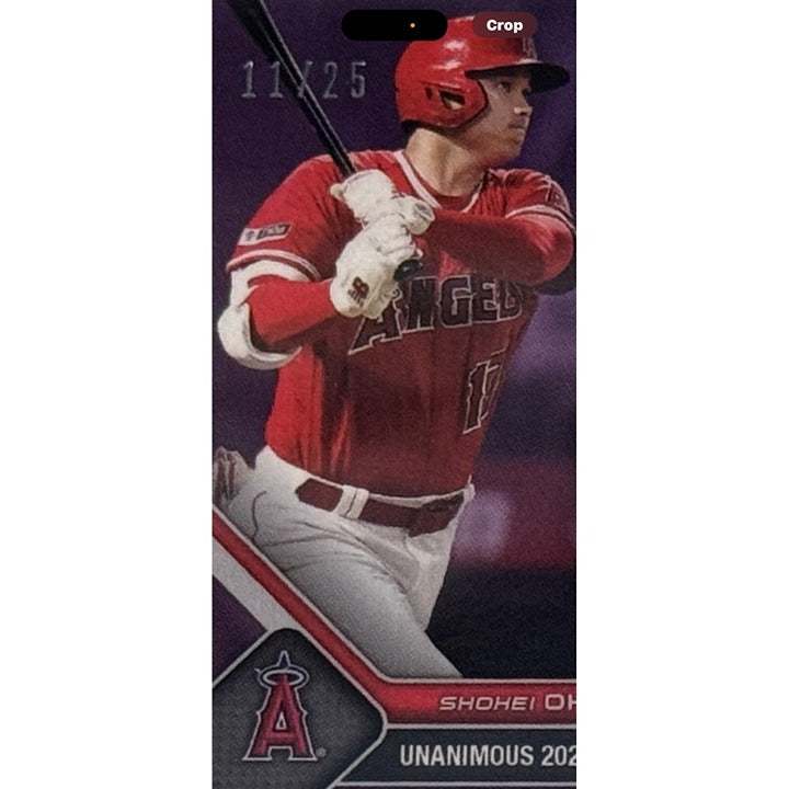 2023 Topps Now dual game-used base and bat relic card featuring Shohei Ohtani and Ronald Acuña Jr. limited edition 11/25 in protective case