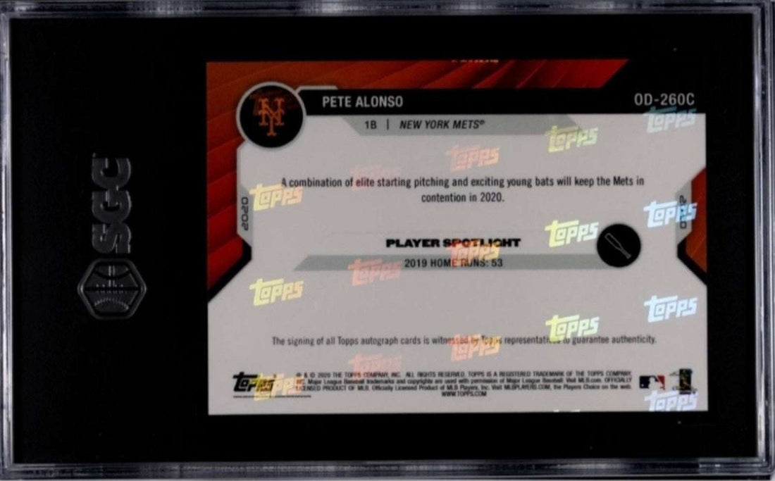 1125 2020 TOPPS NOW Pete Alonso RC auto purple Mets baseball card SGC 10