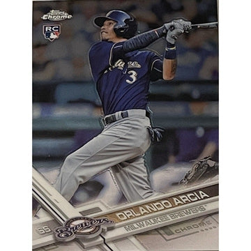2017 Topps Chrome Orlando Arcia RC CARD #73 MLB Milwaukee Brewers Rookie/Braves*