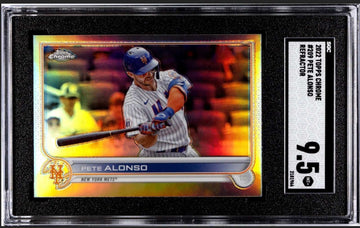 2022 TOPPS CHROME PETE ALONSO REFRACTOR baseball card graded SGC 9.5 showing New York Mets player batting