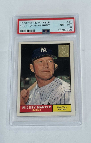 1996 Topps Mickey Mantle 1961 reprint baseball card PSA 8 New York Yankees HOF collectible