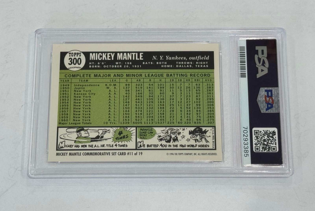 1996 Topps Mickey Mantle 1961 reprint baseball card PSA 8 New York Yankees HOF collectible