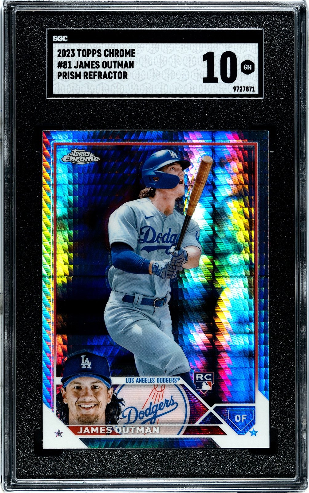 2023 Topps Chrome James Outman RC #81 Prism Refractor Los Angeles Dodgers SGC 10