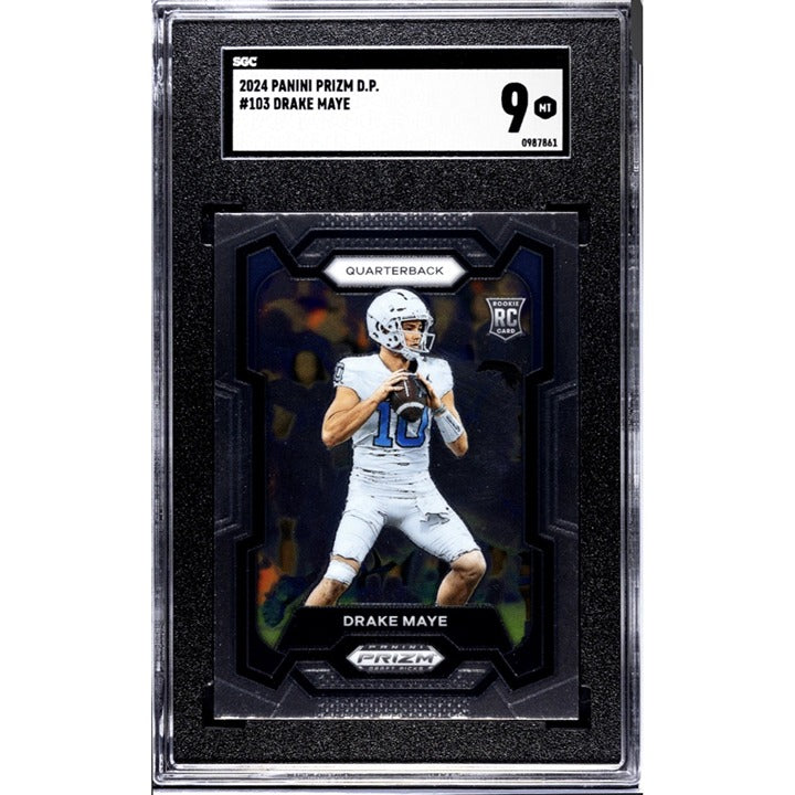 2024 Panini Prizm D.P. Red Ice Prizm Drake Maye RC Card #103 NFL Patriots SGC 9*