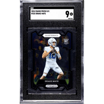 2024 Panini Prizm D.P. Red Ice Prizm Drake Maye RC Card #103 NFL Patriots SGC 9*