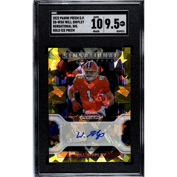 2022 Panini Prizm Draft Will Shipley RC Auto SS-WSH Tigers Gold Ice SGC 9.5 NCAA